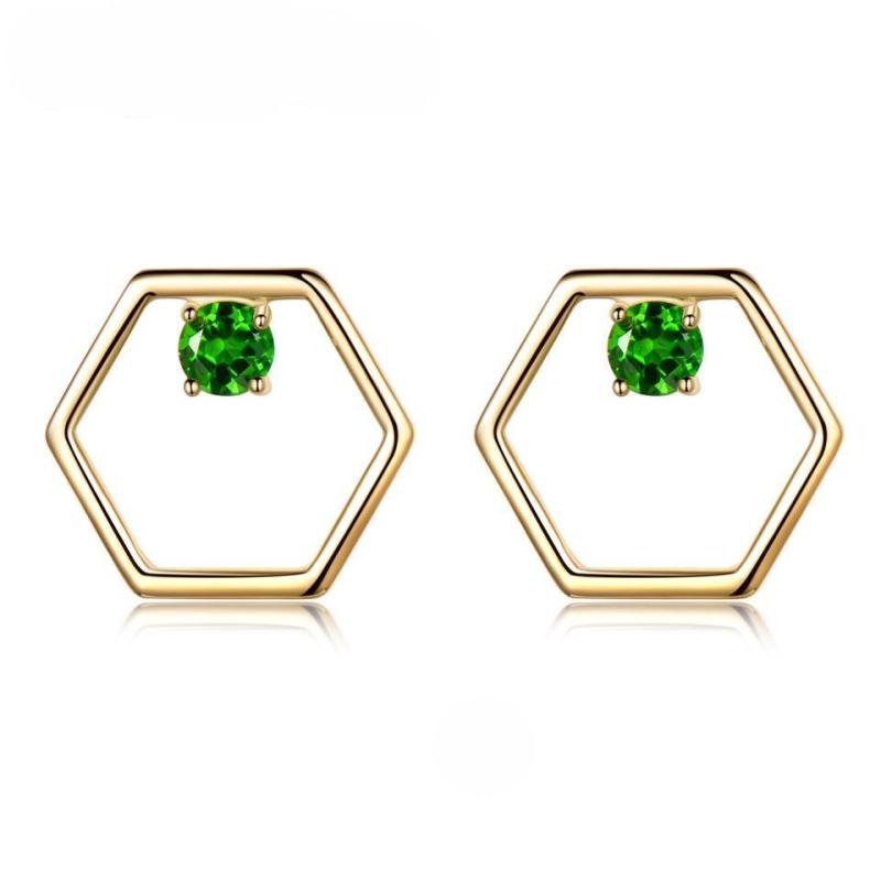 Natural Diopside Gemstone Stud Earrings 925 Sterling Silver Jewelry Designer Green Gems Earrings For Girl Fine Jewelry New