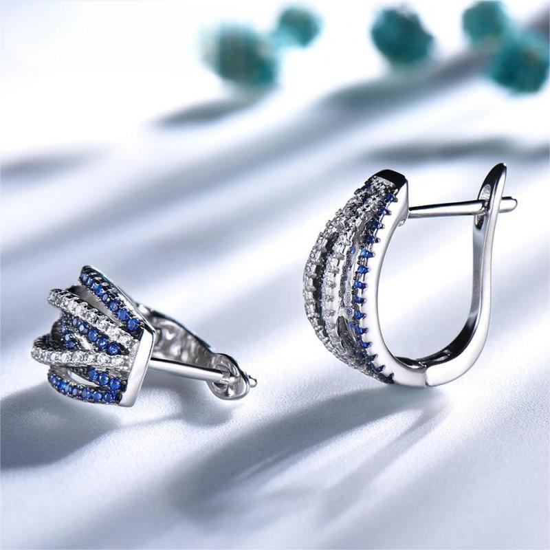 Sterling Silver 925 Jewelry Sapphire Clip Earrings for Women Party Wedding Gift 925 Sterling Silver Earrings Fine Jewelry