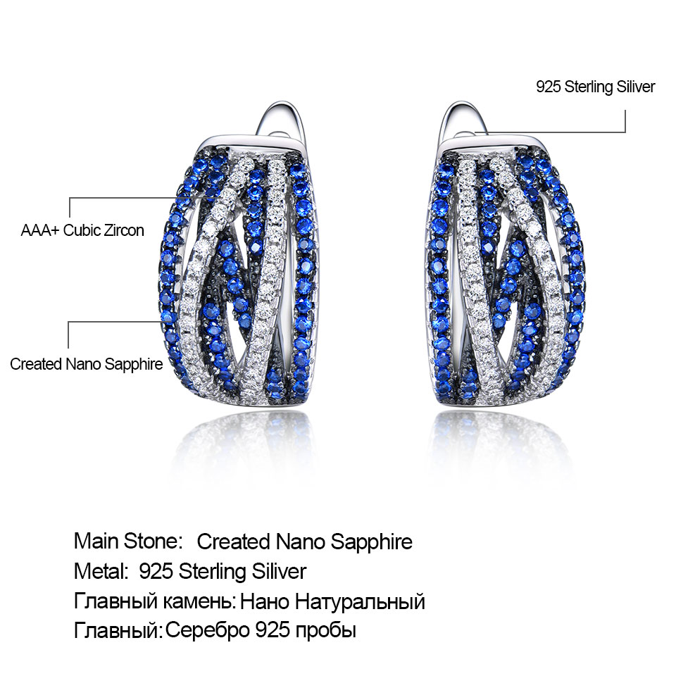 Sterling Silver 925 Jewelry Sapphire Clip Earrings for Women Party Wedding Gift 925 Sterling Silver Earrings Fine Jewelry