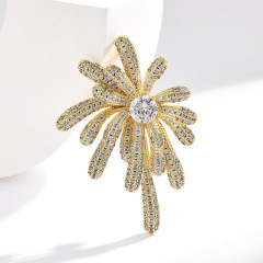 Luxury Rhinestone Romantic Fireworks Cubic Zircon Stone Pave Setting Brooch Collar Pins For Suit Shining Women Party Brooches Jewelry