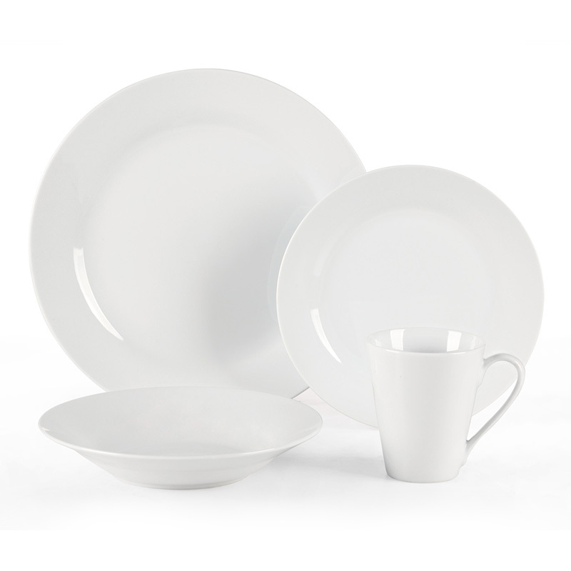 16 PCS White Porcelain Dinner Set In Shrink Pack
