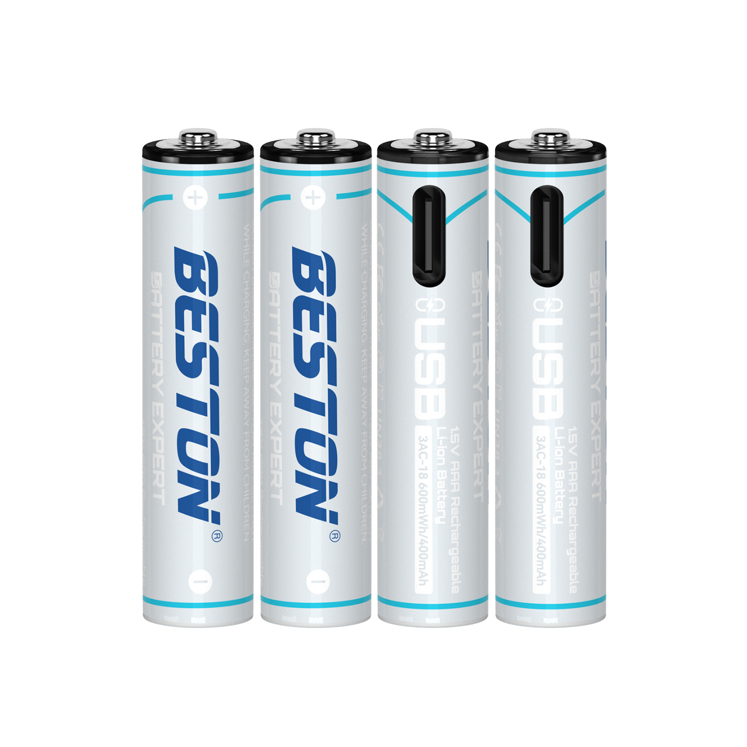 Beston USB 1.5V AAA リチウム充電式バッテリー 600mWh