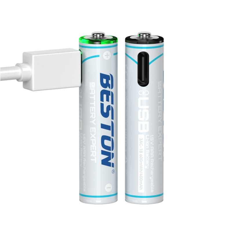 Beston USB 1.5V AAA แบตเตอรี่ลิเธียมแบบชาร์จไฟได้ 600mWh