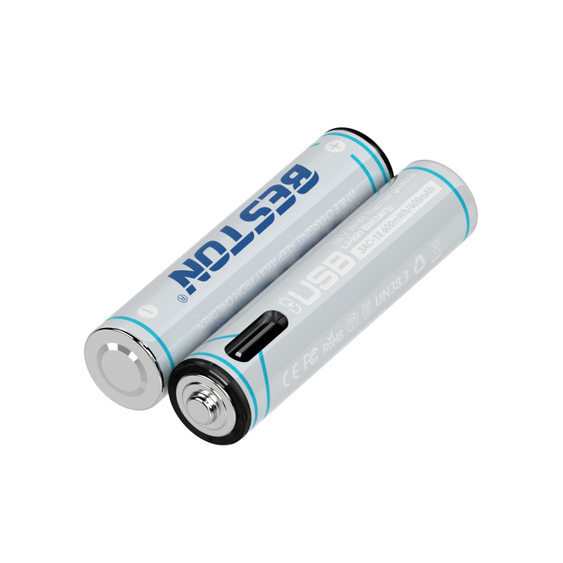 Bateria recarregável de lítio AAA USB 1,5V Beston 600mWh
