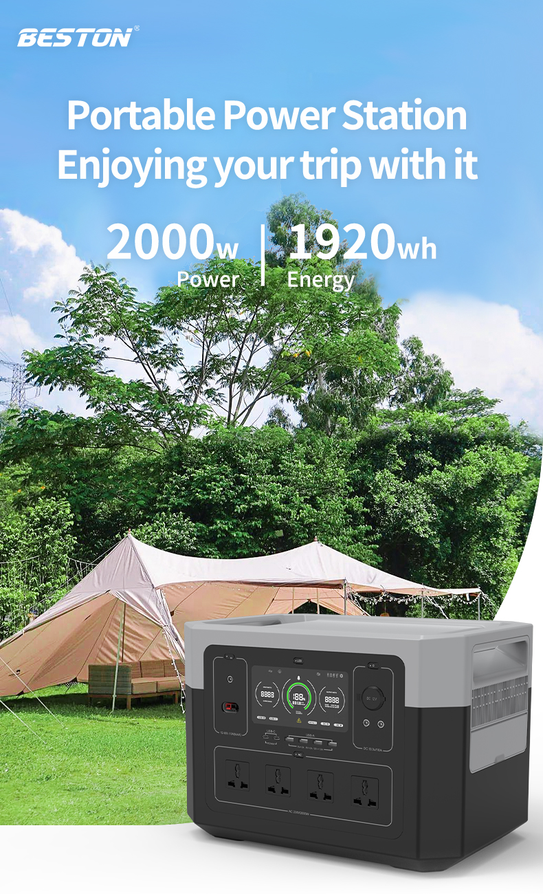 Beston Chine Usine 2000W Batterie Au Lithium Stockage D'énergie Solaire  Alimentation Mobile Pour Le Camping En Plein Air À La Maison,Puissance de  stockage extérieur