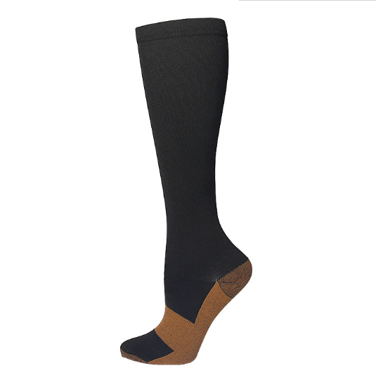 Plus Size Varicose Veins Nurse Sports Running Knee High White Socks Compression Socks Athletic Medical 20-30mmHg Copper Socks