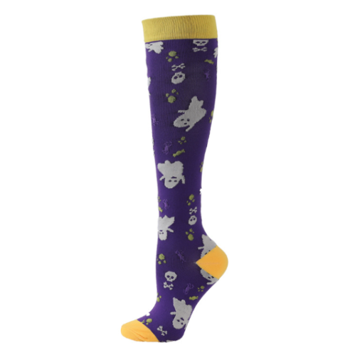 Halloween Socks Funny Sport Knee High Socks Custom Skulls Medical Compression Socks for Nurse