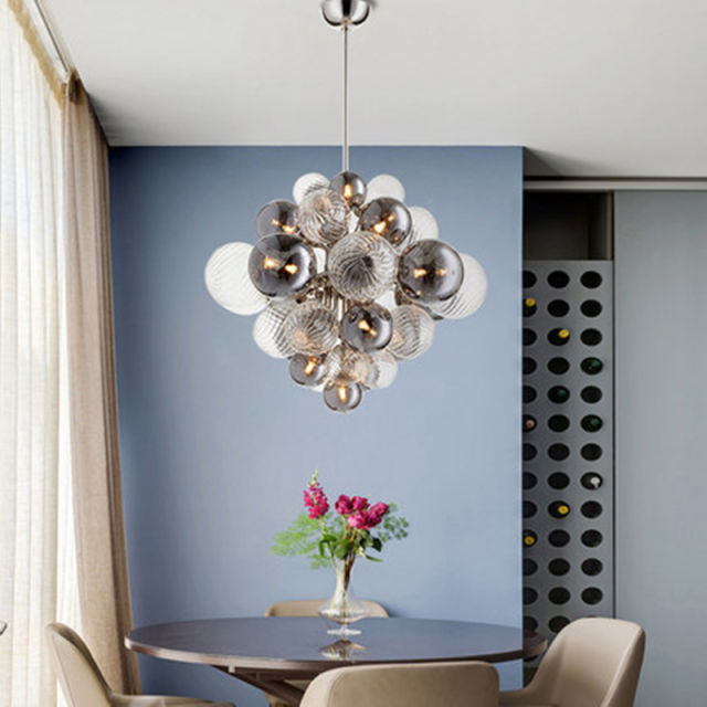 Nordic light luxury glass chandelier lighting bedroom