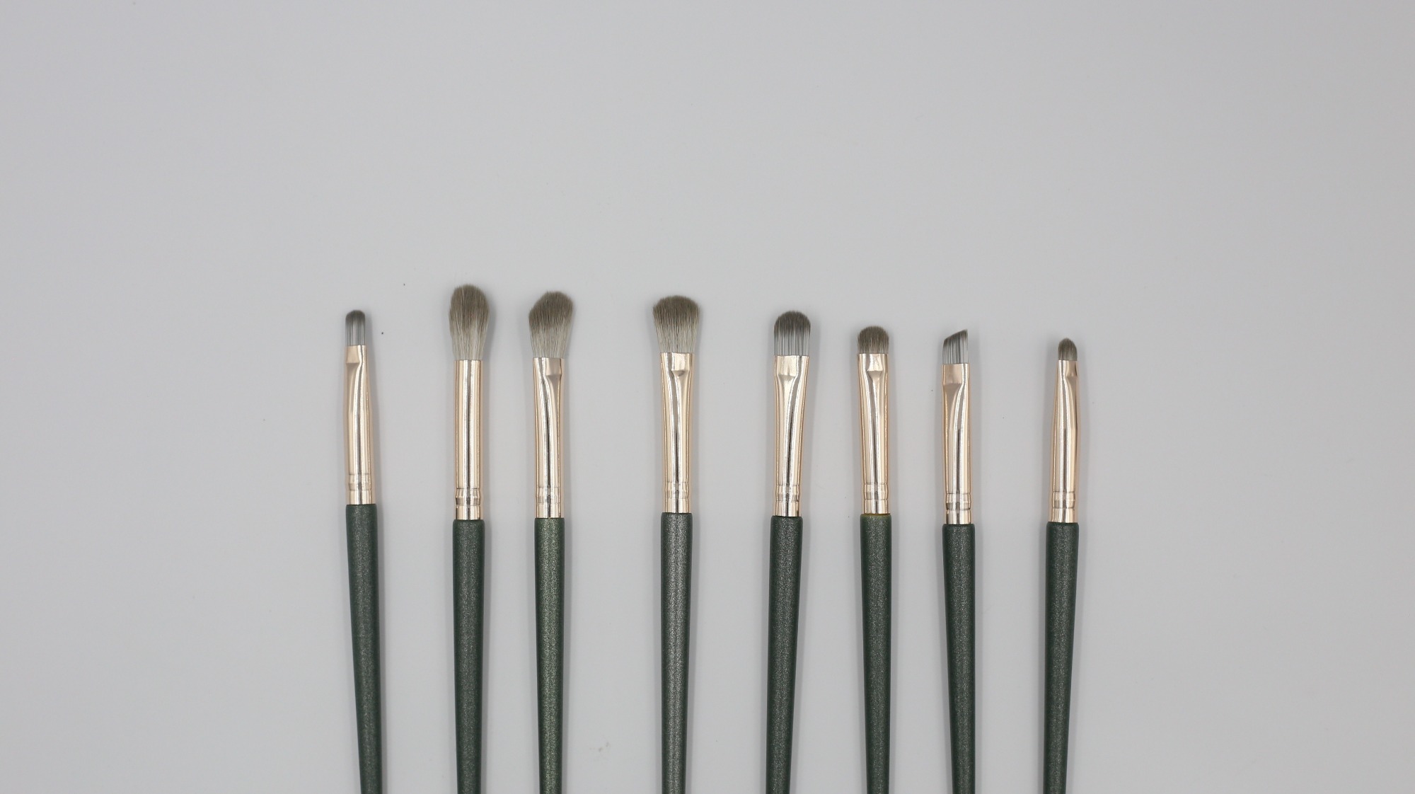 M1401 Green aluminum tube gradient wool makeup brush set