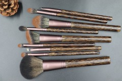 M901 Tan hair make-up brush set with old native wooden handle