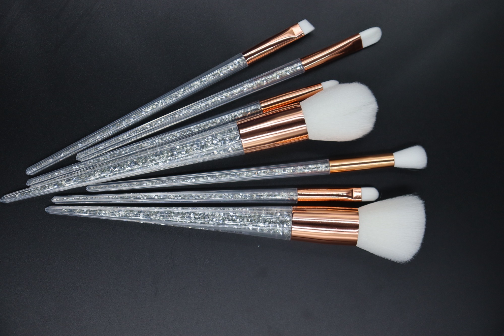 M704 White hair gold ferrules filled with broken diamonds plastic handle