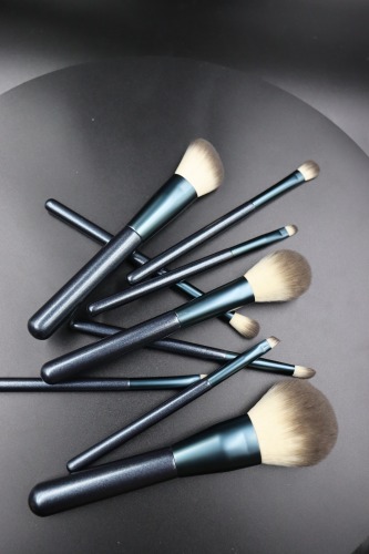 M905 White Brown Blue Lacquer Gloss Handle Makeup Brush Set