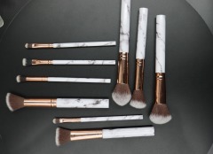 M903 Brown Gradient Hair Gold Tube Marble Plastic Handle Makeup Brush Set