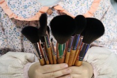 M1205 12pcs log style loose powder brush foundation brush fan-shaped highlight brush