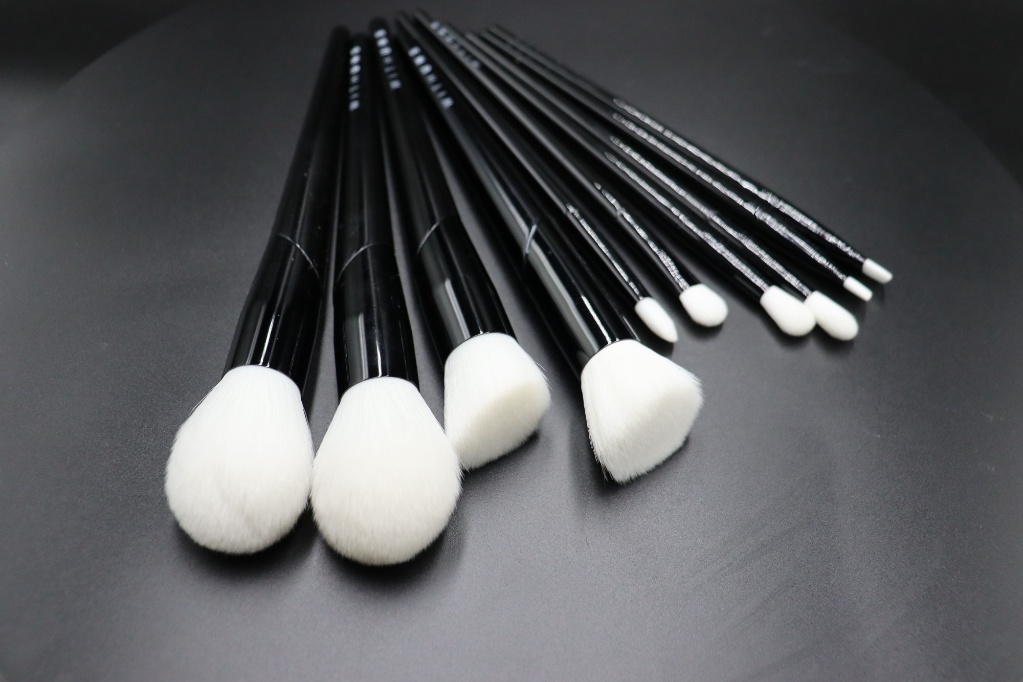 MEIKCO Professional Makeup Brushes Wooden Handle Cosmetics Brushes Foundation Concealer Powder Face Eye Make up Brushes Kit, Black