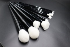 MEIKCO Professional Makeup Brushes Wooden Handle Cosmetics Brushes Foundation Concealer Powder Face Eye Make up Brushes Kit, Black