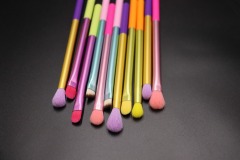 MEIKCO full color Makeup Brushes 14 Pcs Colourful Makeup Brush Set Synthetic Kabuki Foundation Blending Face Powder Blush Concealers Eyeshadow Rainbow Make Up Brush Set