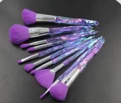 Purple Hair Silver Tube Purple Gradient Crystal Makeup Brush Set