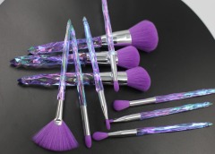 Purple Hair Silver Tube Purple Gradient Crystal Makeup Brush Set