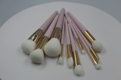 M805Pure White Hair Gold Tube Peach Pink Lacquer Glossy Handle Makeup Brush Set Including Eye Brush