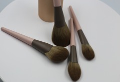 M1207 Brown Hair Brown Tube Skin Pink Handle Super Soft Hair Makeup Brush Set