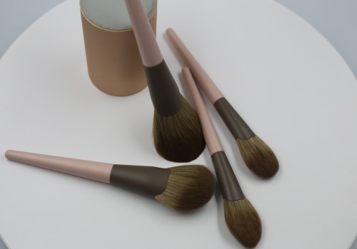 M1207 Brown Hair Brown Tube Skin Pink Handle Super Soft Hair Makeup Brush Set