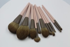 M1207 Brown Hair Brown Tube Skin Pink Handle Super Soft Hair Makeup Brush Set
