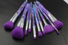 Purple Hair Silver Tube Purple Gradient Crystal Makeup Brush Set