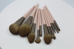 M1207 Brown Hair Brown Tube Skin Pink Handle Super Soft Hair Makeup Brush Set