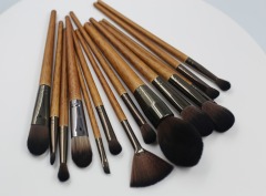 M1404 14 pcs of brown aluminum tube with bamboo handle