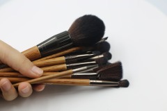 M1404 14 pcs of brown aluminum tube with bamboo handle