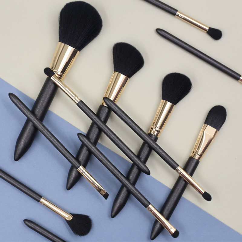 12pcs Gold Aluminum Tube Plastic Handle Makeup Brush Set