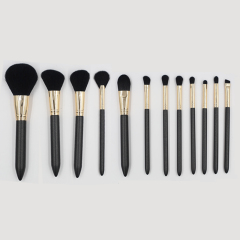 12pcs Gold Aluminum Tube Plastic Handle Makeup Brush Set
