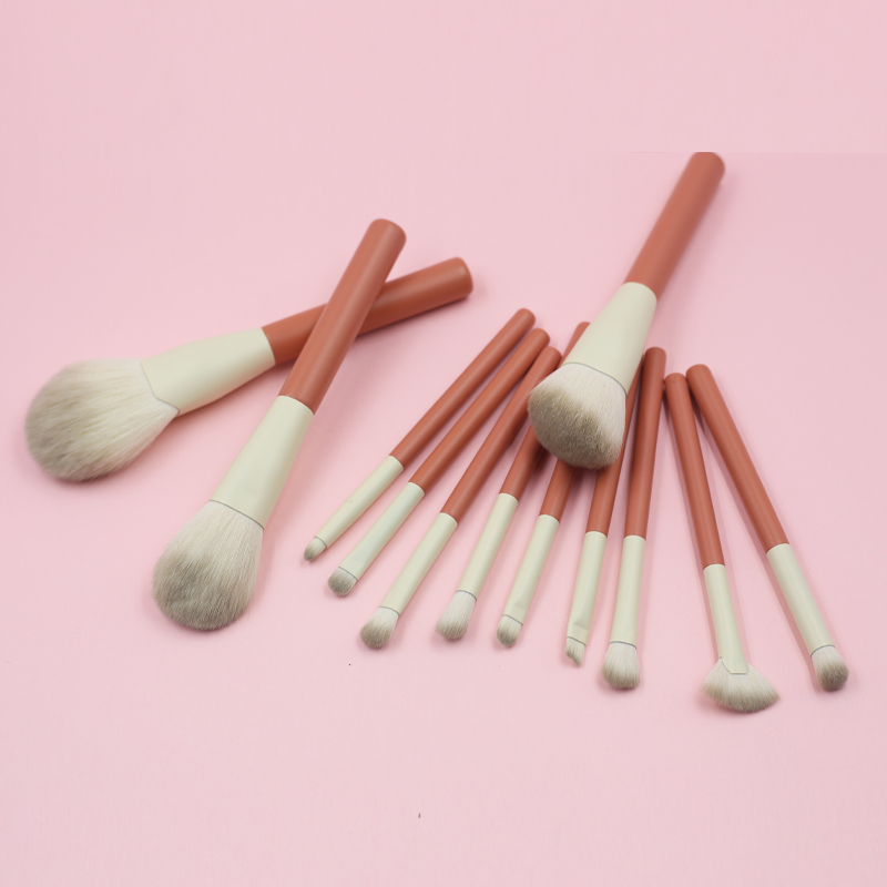 M1204 White Hair Sky Blue Gradient Handle Makeup Brush Set White Hair Pink Gradient Handle Makeup Brush Set