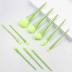 Fluorescent green flat head brush shape makeup brush set can be customized other colors and logo