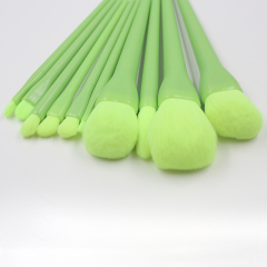Fluorescent green flat head brush shape makeup brush set can be customized other colors and logo