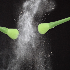Fluorescent green flat head brush shape makeup brush set can be customized other colors and logo