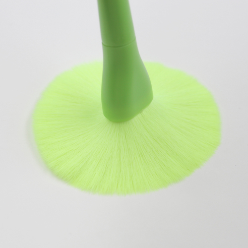 Fluorescent green flat head brush shape makeup brush set can be customized other colors and logo