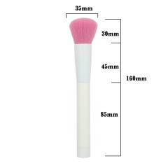 Blush brush with pink nylon hair and pure white handle