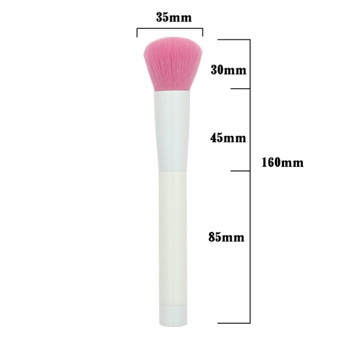 Blush brush with pink nylon hair and pure white handle