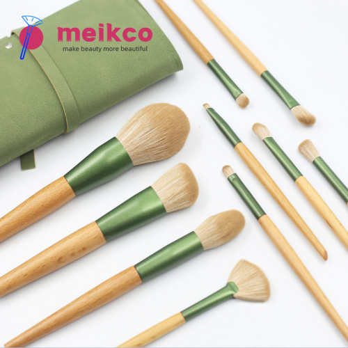 10pcs Yellow-green color makeup brush set