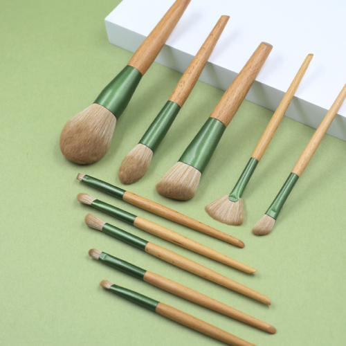 10pcs Yellow-green color makeup brush set