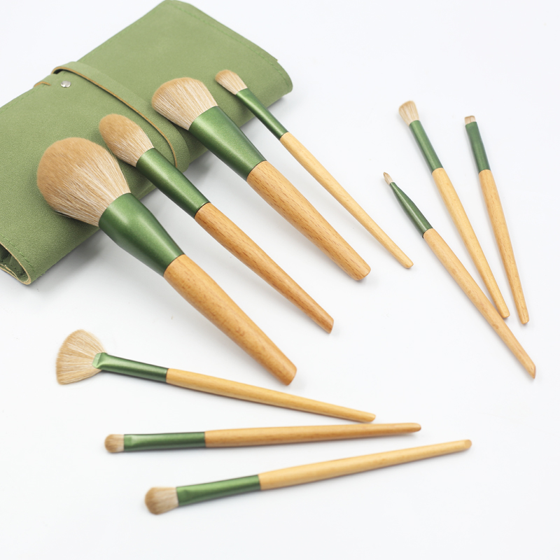 10pcs Yellow-green color makeup brush set