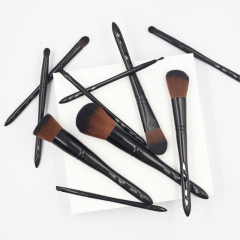 10Pcs Professional Vegan Wholesale Custom Logo Makeup Brush Manufacturer Luxury Label Black Makeup Brushes