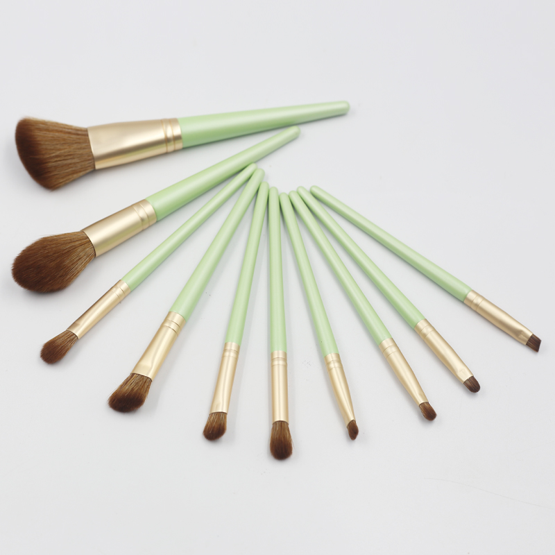 M1020 Lake Green Synthetic Hair Makeup Brush Set with Wooden Handle