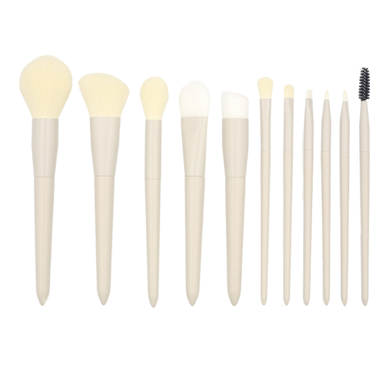 M1114 Factory custom skin-friendly gray hairy white handle make-up brush set