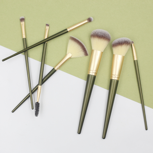 M707 dark green handle brown bristle makeup brush set