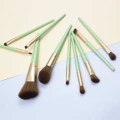 M1020 Lake Green Synthetic Hair Makeup Brush Set with Wooden Handle