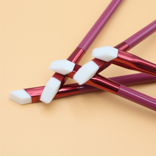 High quality red wooden handle thickened aluminum tube white synthetic hair square eyebrow brush