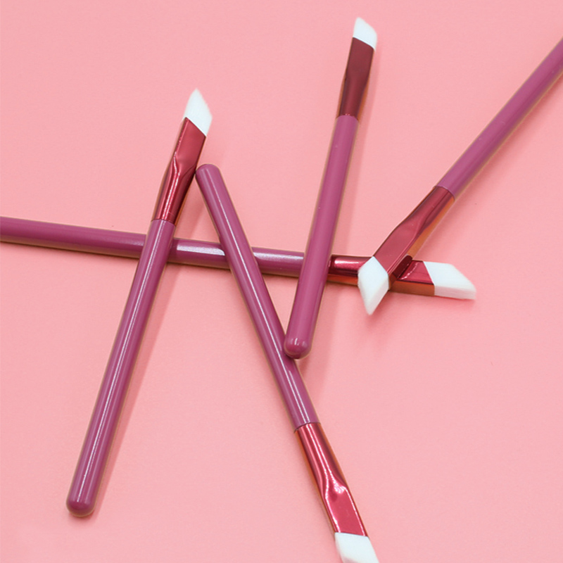 High quality red wooden handle thickened aluminum tube white synthetic hair square eyebrow brush